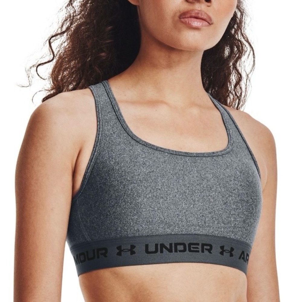 Under Armour Women’s Mid Crossback Sports Bra in Charcoal Light Heather